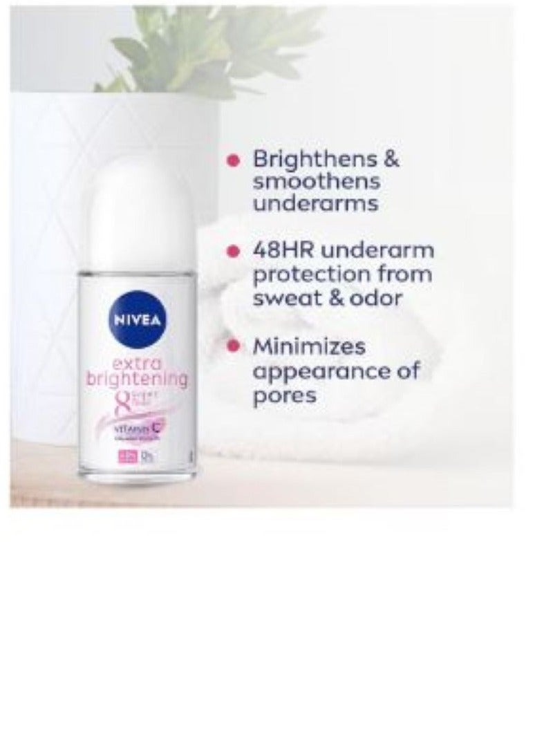 Nivea Pack Of 2 Extra Brightening 8 Super Deodorant Food Roll On 50ml - Image 5