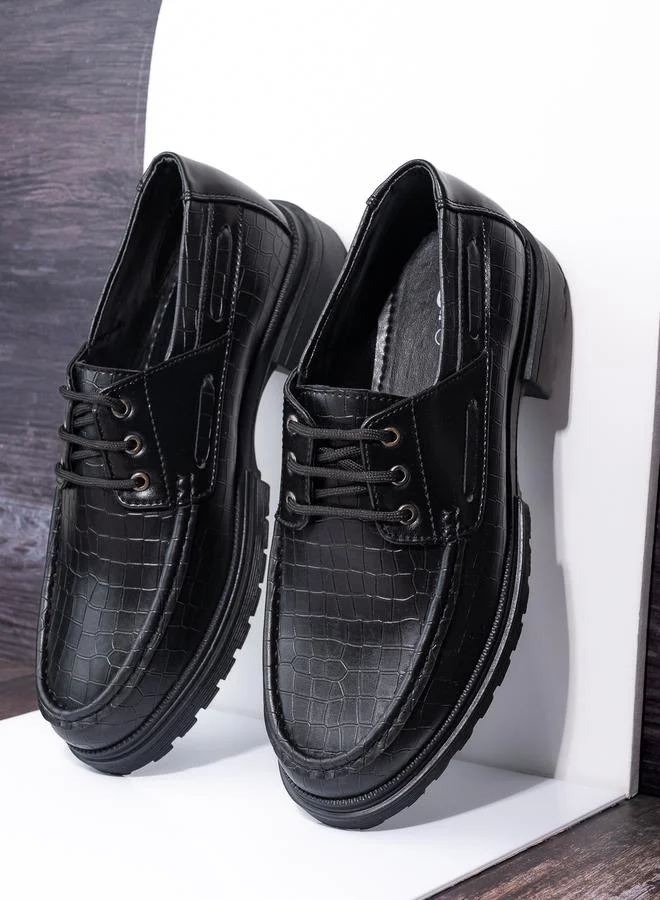 Styli Styli Textured Lace Up Boat shoes