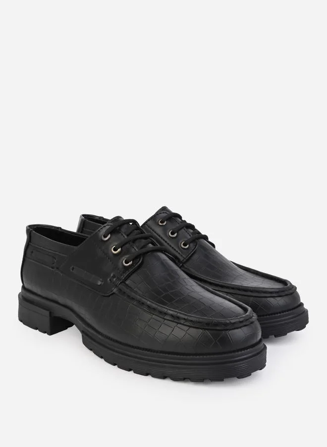 Styli Styli Textured Lace Up Boat shoes