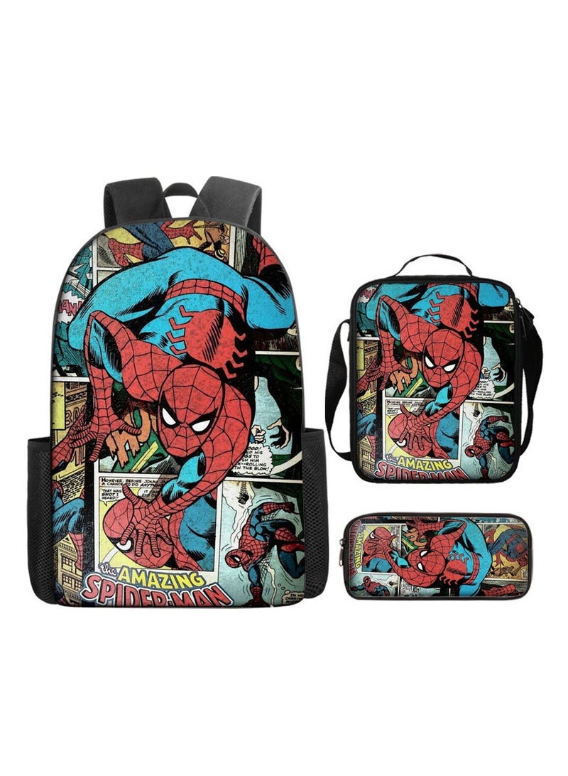 Marvel Spider-Man Cartoon Anime Student Schoolbag Backpack 29*16*42CM+ Shoulder Bag 19*6*23CM+ Pen Bag 24*7*11CM Three-piece Set - Image 1