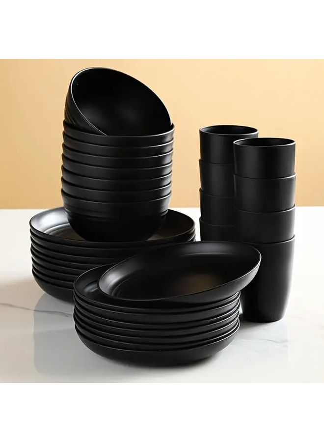 16pcs Mix Color Plastic Tableware Set Reusable Microwave Dishwasher Safe - Image 4