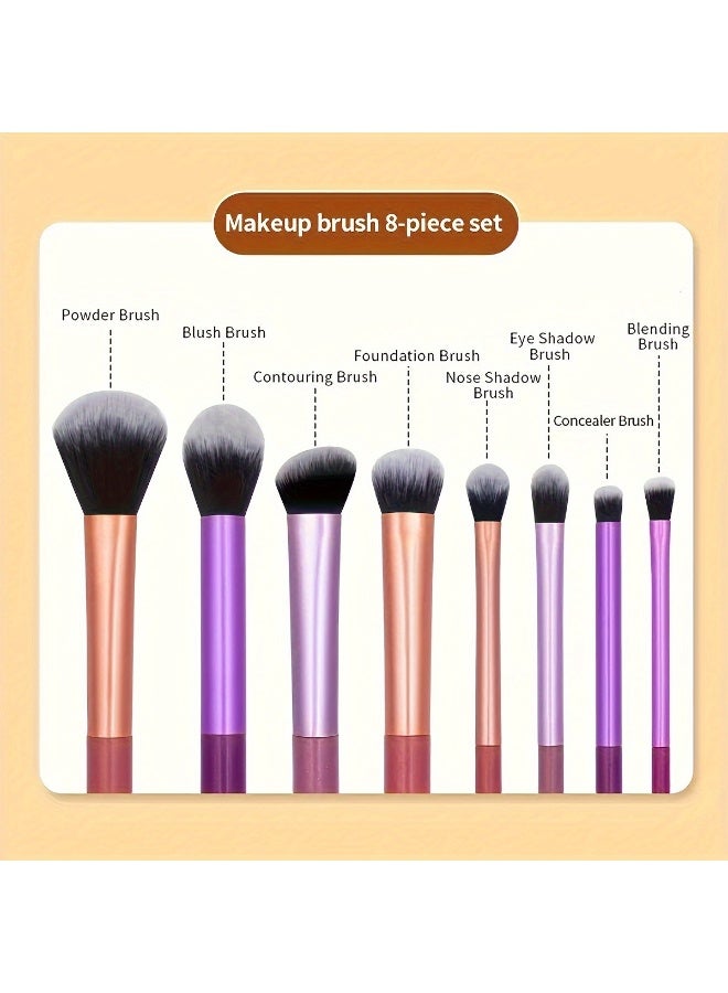 MUMO 8 Pieces Makeup Brush Set, Luxury Daily Makeup Brushes for Foundation, Concealer, Powder, Blush, Face, Eyeshadow, and Eyeliner Brush Set, Pink - Image 4