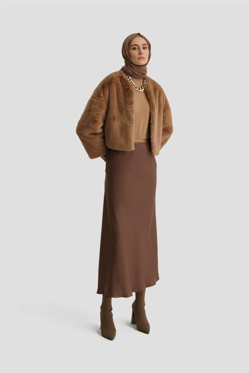ARMINE Flared Satin Skirt 24K1714 Khaki