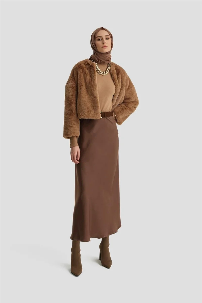 ARMINE Flared Satin Skirt 24K1714 Khaki