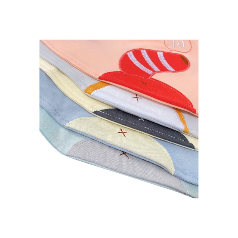 SOLARAE 5 Pack Baby Bandana Bibs Embroidery Animal Tails Cotton Drool Bibs for Baby Boys Girls Bandana Scarf Bib with Snaps - Image 2