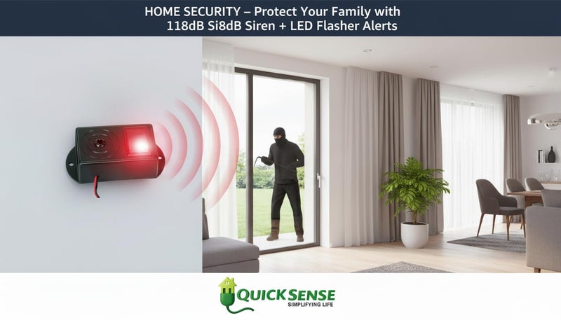 Quick Sense (QS-H3) 220V - 118dB Plastic Hooter Security Alarm with Flasher | Loud Sound Siren for Banks, Offices, Homes | Police Siren for Car, Bike, Cycle | Burglar Alarm System - Image 2