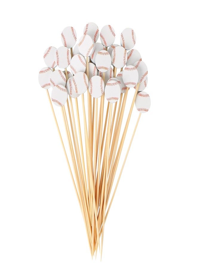 كابكس أعواد كوكتيل على شكل كرة بيسبول من كاباكس، بطول 4.72 بوصة، للمقبلات، أعواد أسنان طويلة من الخيزران للزينة، مثالية لتزيين حفلات أعياد الميلاد، 30 قطعة - Image 1