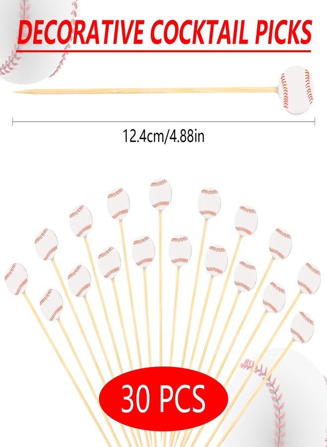كابكس أعواد كوكتيل على شكل كرة بيسبول من كاباكس، بطول 4.72 بوصة، للمقبلات، أعواد أسنان طويلة من الخيزران للزينة، مثالية لتزيين حفلات أعياد الميلاد، 30 قطعة - Image 2