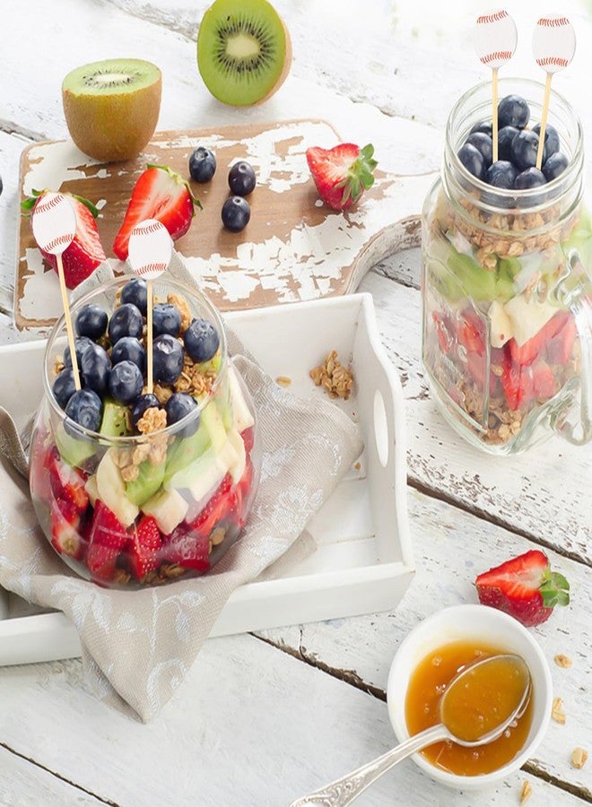 كابكس أعواد كوكتيل على شكل كرة بيسبول من كاباكس، بطول 4.72 بوصة، للمقبلات، أعواد أسنان طويلة من الخيزران للزينة، مثالية لتزيين حفلات أعياد الميلاد، 30 قطعة - Image 3