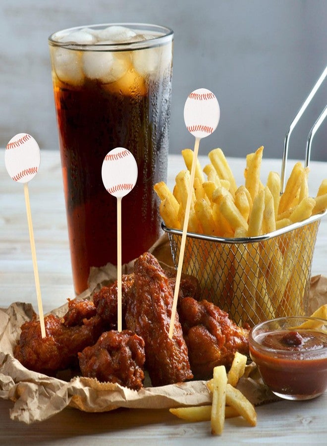 كابكس أعواد كوكتيل على شكل كرة بيسبول من كاباكس، بطول 4.72 بوصة، للمقبلات، أعواد أسنان طويلة من الخيزران للزينة، مثالية لتزيين حفلات أعياد الميلاد، 30 قطعة - Image 4