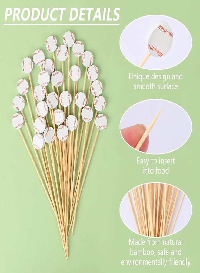 كابكس أعواد كوكتيل على شكل كرة بيسبول من كاباكس، بطول 4.72 بوصة، للمقبلات، أعواد أسنان طويلة من الخيزران للزينة، مثالية لتزيين حفلات أعياد الميلاد، 30 قطعة - Image 5
