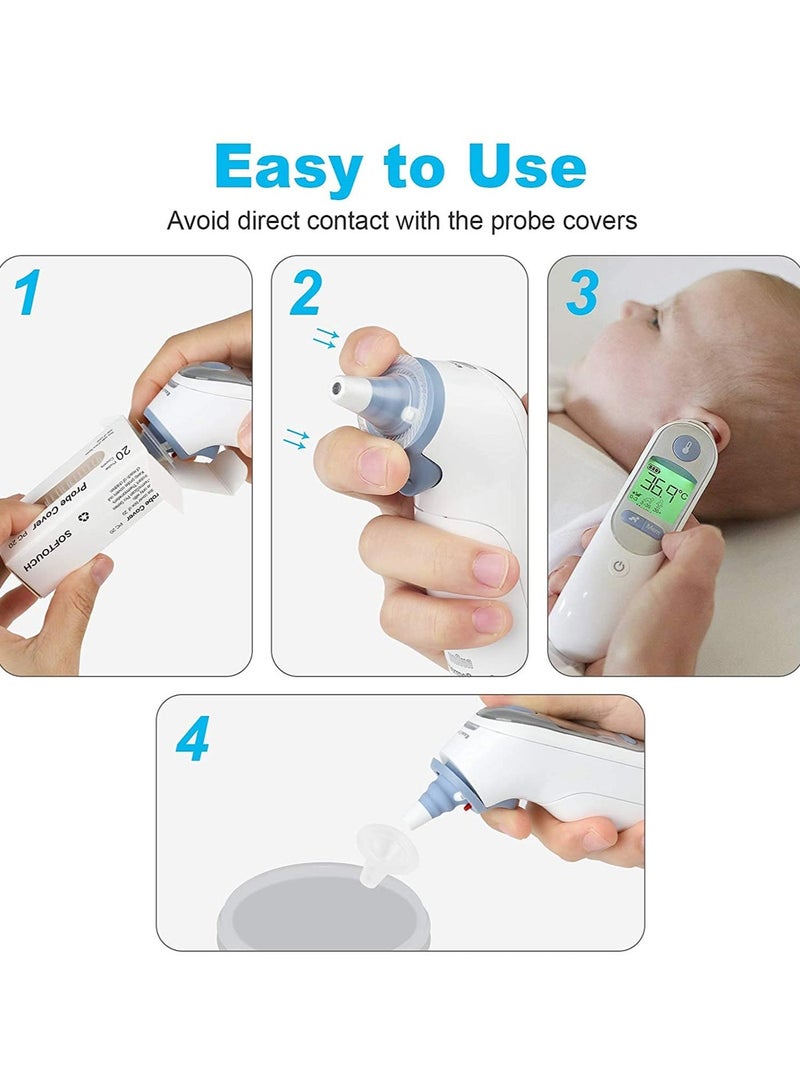 Chabeia 100 Pcs Ear Thermometer Replacement Probe Covers – Lens Caps & Filter Protectors for All Braun ThermoScan Models – Universal Refill Caps - Image 3