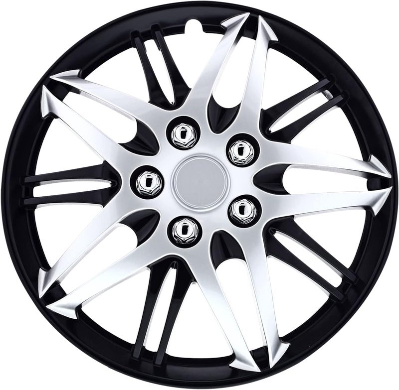 Pilot Automotive WH544-16C-BLK-AM 16 Inch Formula Performance Series Black & Chrome Universal Hubcap Wheel Covers - Set of 4 - Image 1