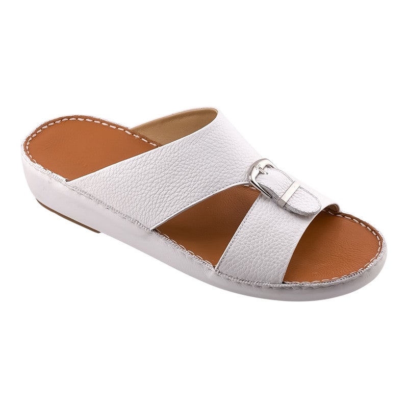 إيت صندل عربي يدوي الصنع للرجال من AET | شبشب رجالي خارجي | شبشب مفتوح من الأمام للاستخدام اليومي | جلد مطحون عربي أصلي مع ابزيم| تصميم عربي جديد| نعل داخلي بني| مريح وخفيف الوزن - Image 1