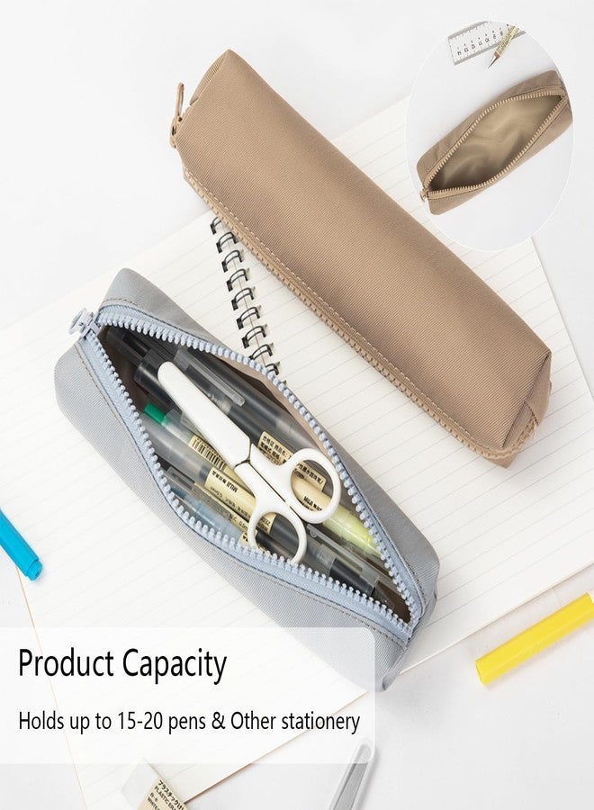 YONBEN Oxford Fabric Color Pencil Case Multifuncional and Simple with Zipper for School (Khaki,Oxford Fabric) - Image 5