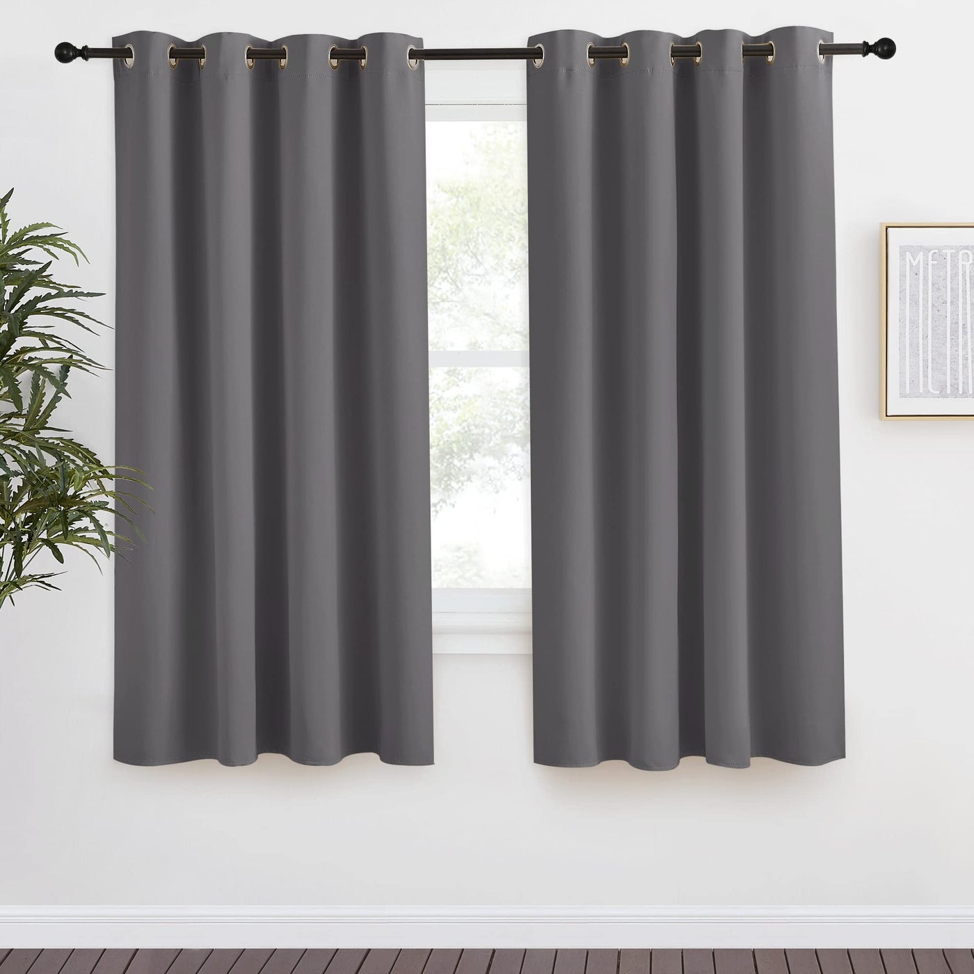 NICETOWN Grey Blackout Curtain 68 inch Long 55 inches Width 1 Panel Thermal Insulated Window Treatment with Grommet Room Darkening Thermal Insulated Panel for Bedroom/Living Room