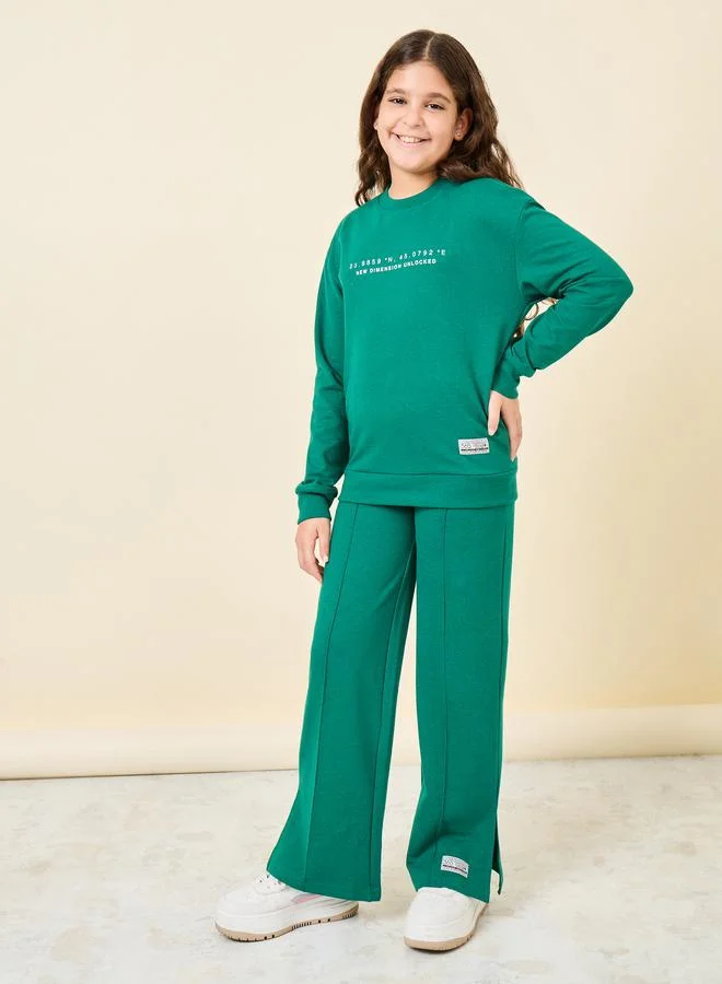 Styli Front Graphic Print Sweatshirt & Joggers Set