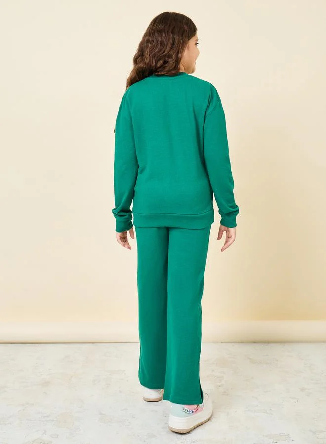 Styli Front Graphic Print Sweatshirt & Joggers Set