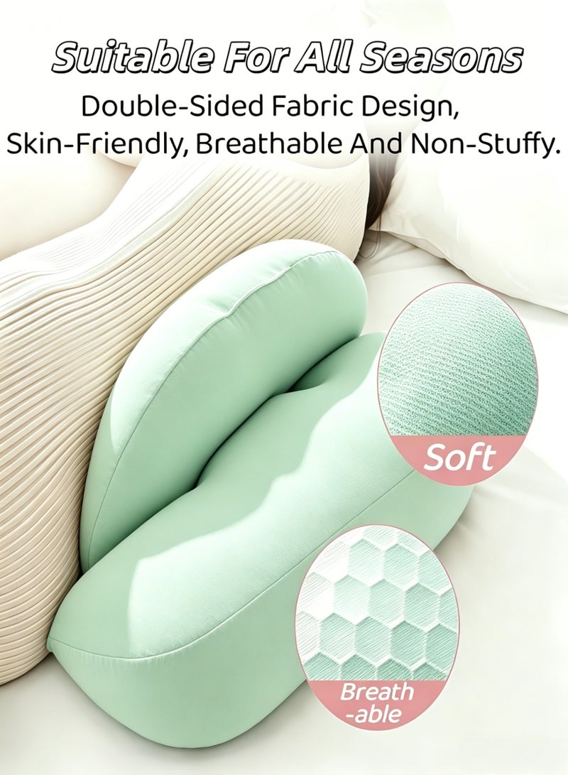 Allieuka Pregnancy Pillow,Maternity Support Pillow,Body Pillow,Pregnancy Pillow for Sleeping,Waist Protector + Auxiliary Pillow,Adjustable Width,Ergonomic Shape,Memory Foam Effect,Supports Belly Without Sagging,Removable Washable Cover,Comfort and Back Relief,Supports Back, Legs, Abdomen, And Buttocks Of Pregnant Women(Green) - Image 3