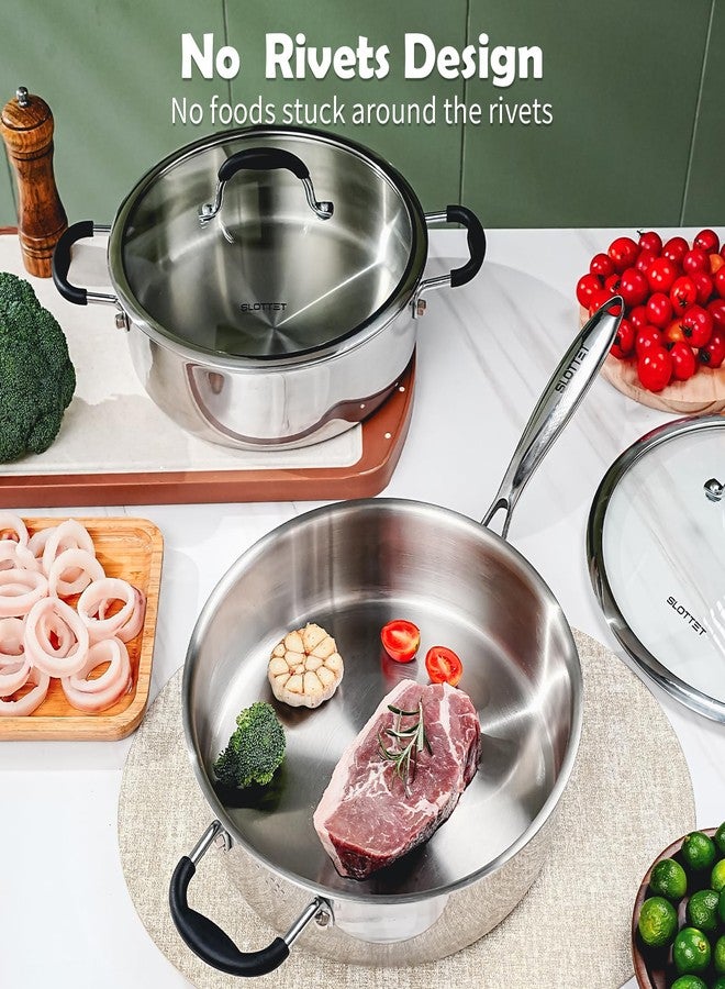 SLOTTET Tri-Ply Stainless Steel Saute Pan with Lid, 5 Quart Deep Sauté Pan with Stay Cool Handle,11.5 Inch Frying Pan,Dishwasher and Oven Safe,Induction Stainless Steel Cookware - Image 3