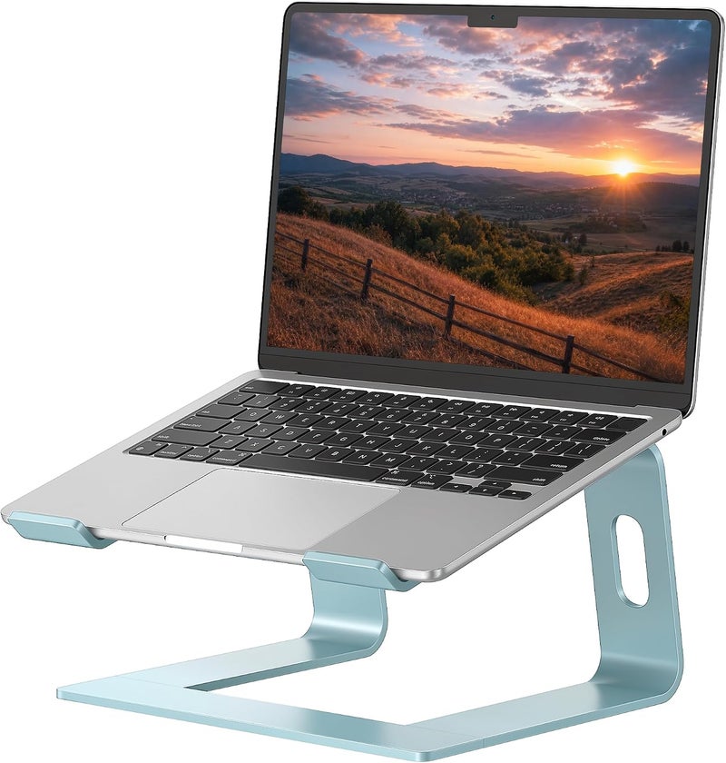 SOUNDANCE Laptop Stand, Aluminum Computer Riser, Ergonomic Laptops Elevator for Desk, Metal Holder Compatible with 10 to 15.6 Inches Notebook Computer, Aquamarine - Image 1
