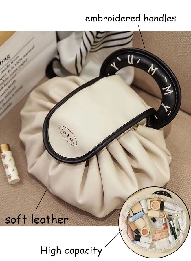 مايك حقيبة مكياج نسائية محمولة ذات رباط سحاب، حقيبة تخزين فاخرة لمستلزمات الاستحمام - Image 3