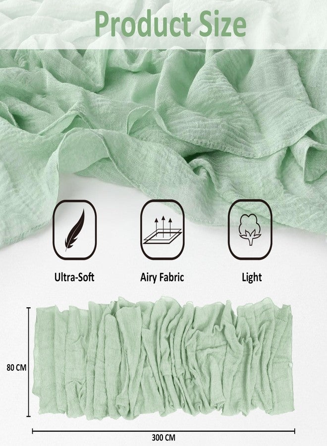 JOYIT 1 Pack Sage Green Cheesecloth Table Runner 35" x 120" – Boho Table Runner Set for Wedding, Birthday, and Party Decor, Romantic Gauze Table Runner for Rustic and Elegant Tablescapes (Sage Green) - Image 2