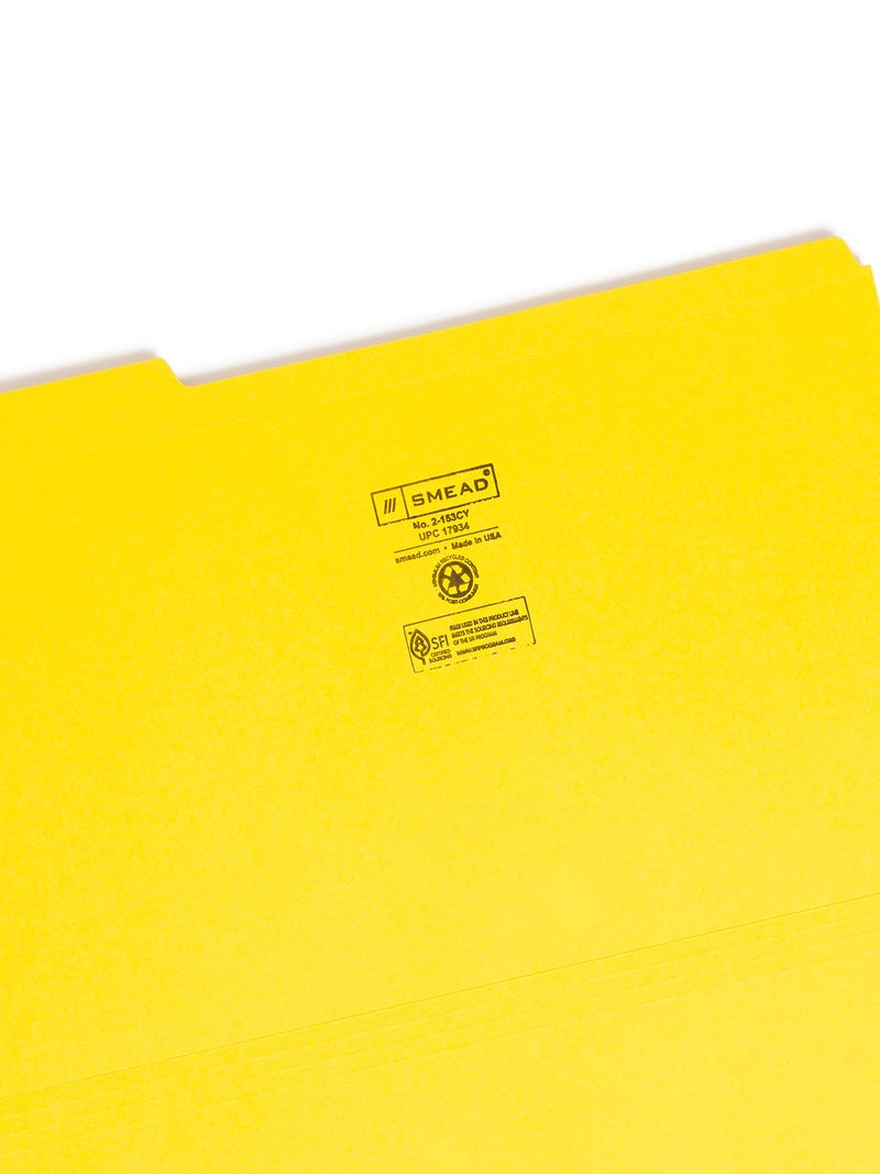 Smead File Folder, Reinforced 1/3-Cut Tab, Legal Size, Yellow, 100 per Box (17934) - Image 3