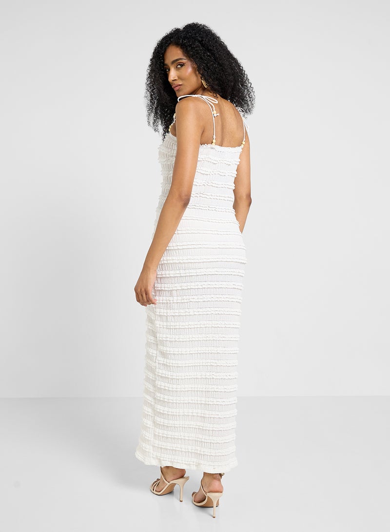 Ginger Strappy Shoulder Tie Up Shirred Bodycon Dress  - Image 2