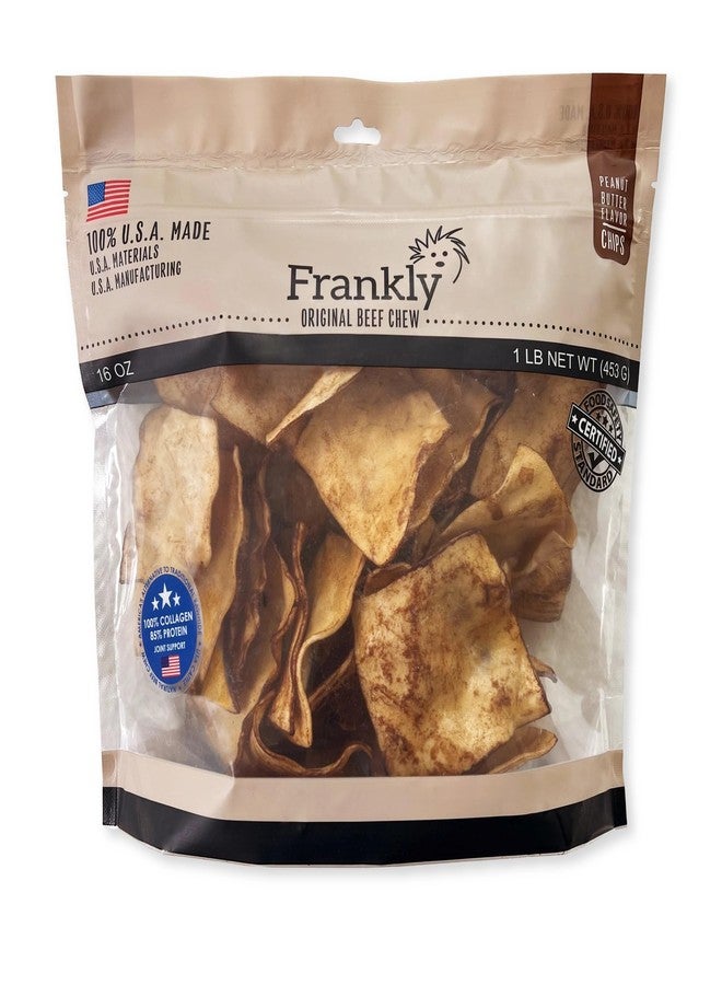FRANKLY فرانكلي بيت أوريجينال بيف تشو - رقائق بنكهة زبدة الفول السوداني - غنية بالكولاجين، مكونات مصدرها ومصنعة في الولايات المتحدة الأمريكية - كيس 16 أونصة (PB 8579) - Image 1