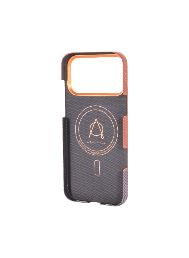 A-CASE UFUK Aramid Fiber MagSafe Case for iPhone 17 Pro Max Ultra-Slim Protective Cover, Premium Woven Aramid Fiber, Shock & Scratch Resistant, Lightweight Slim Fit – Orange - Image 5