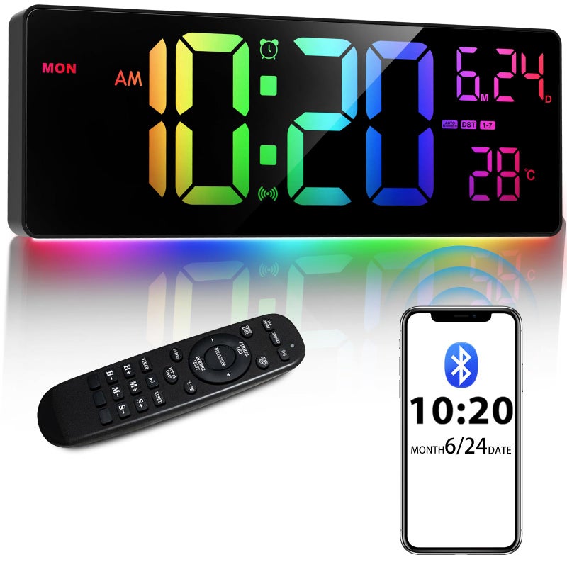 Xflyee RGB Digital Wall Clock with Remote - Image 1