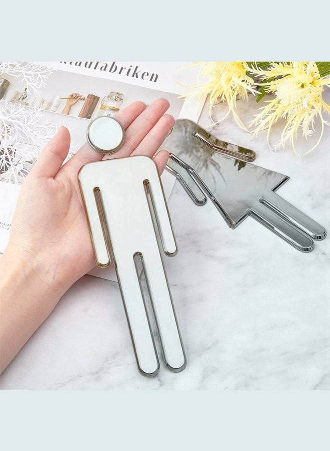 مايا لافتات ذاتية اللصق للذكور والإناث، لافتات دورات المياه، ديكورات الحمامات، لافتات مرايا بدون حفر، مناسبة للمنازل والفنادق والمكاتب والمتاجر ومواقف السيارات والمطاعم وما إلى ذلك، فضية اللون. - Image 5