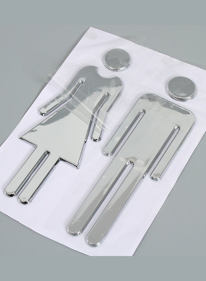 مايا لافتات ذاتية اللصق للذكور والإناث، لافتات دورات المياه، ديكورات الحمامات، لافتات مرايا بدون حفر، مناسبة للمنازل والفنادق والمكاتب والمتاجر ومواقف السيارات والمطاعم وما إلى ذلك، فضية اللون. - Image 3