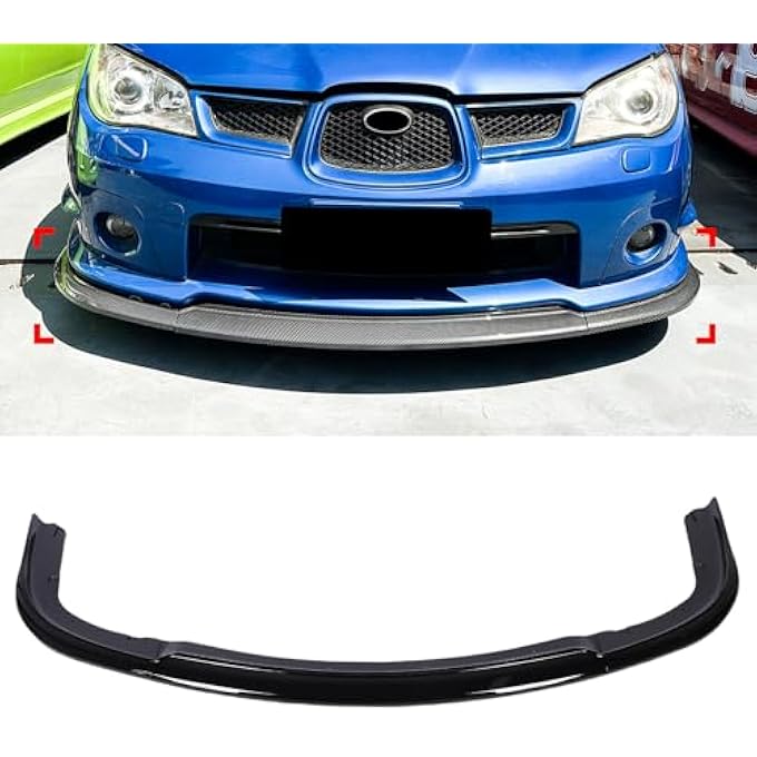 Asixxsix Front Bumper Lip Spoiler, ABS Front Bumper Lip Chin Spoiler Diffuser Protector Body Kit for Impreza w rx STI 2006 2007, with Tape, Easy to Install (Glossy Black) - Image 3