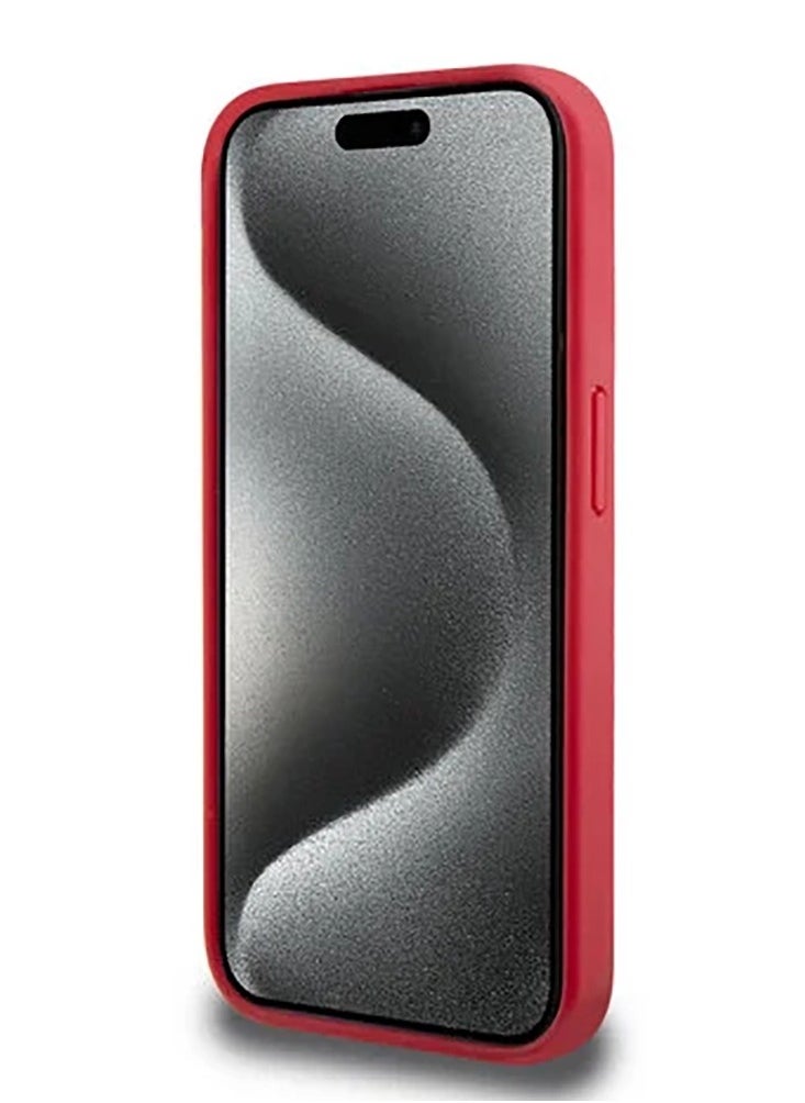 LACOSTE - iPhone 15 Pro Case HC Iconic Petit Pique PU Woven Logo / Easy Installation / Unique Design / Scratch and Bump Protection / High-Quality Materials - Red - Image 1