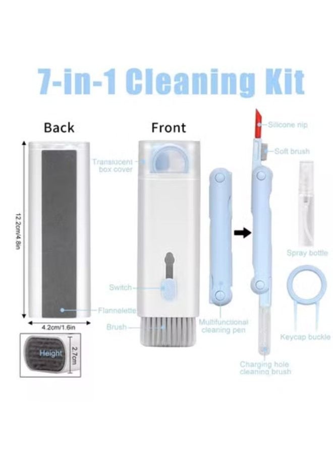 ACLIX - 7 in 1 Keyboard Cleaner Set, Computer MacBook Earphone Cleaning Kit, Tablet and Screen Dust Brush Blue - Image 1
