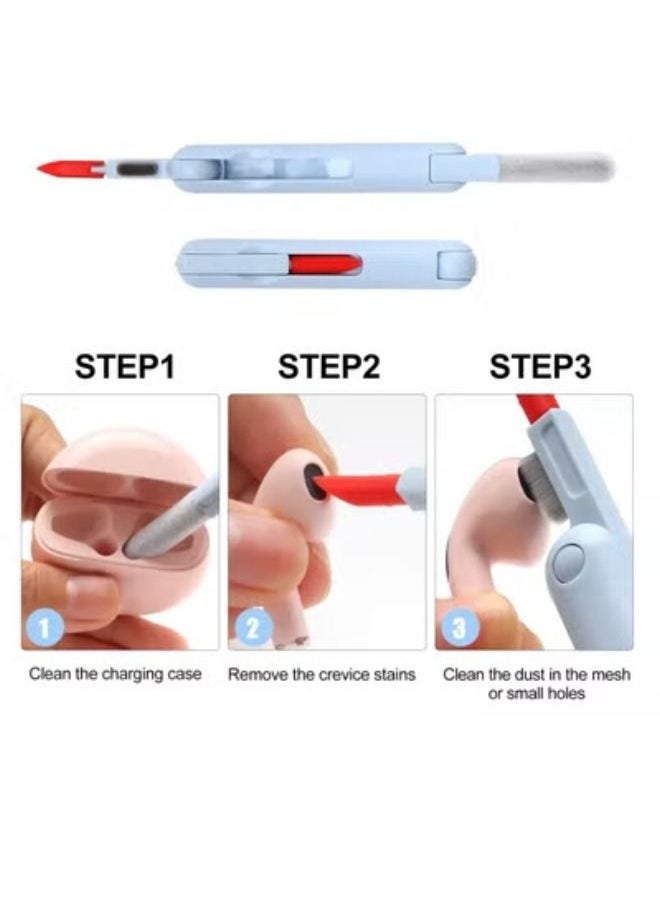 ACLIX - 7 in 1 Keyboard Cleaner Set, Computer MacBook Earphone Cleaning Kit, Tablet and Screen Dust Brush Blue - Image 1