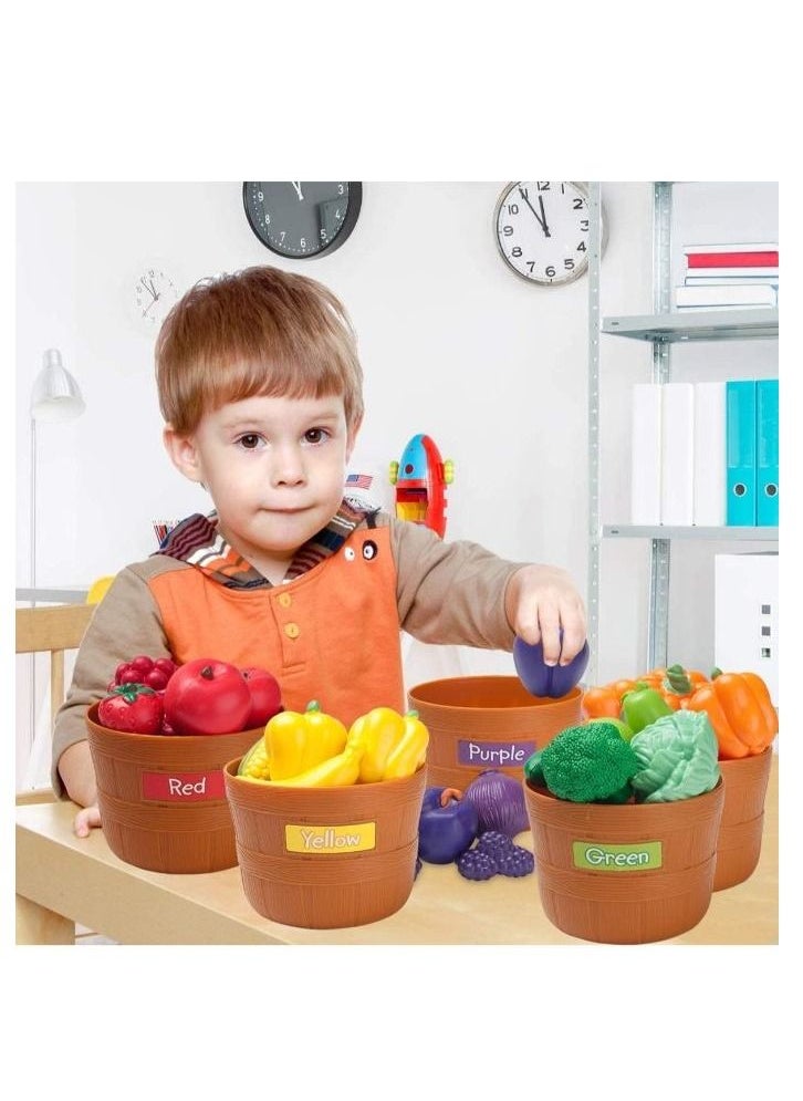 Generic - Pretend Play for Kids Fruits and Vegetables Toys with Baskets 30 Piece Set - Image 1