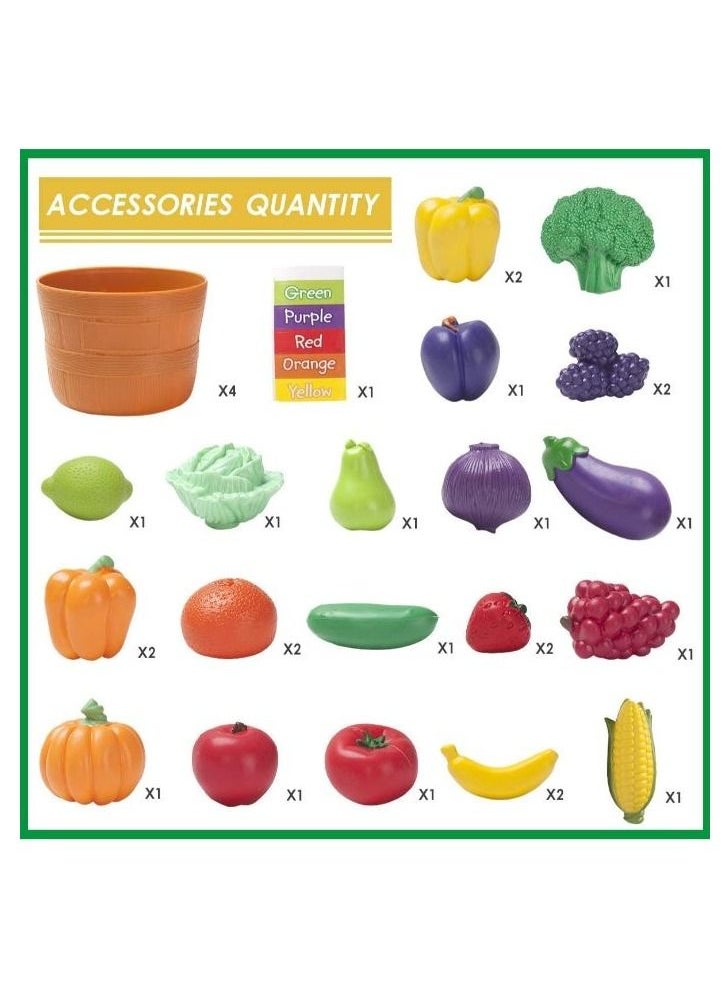Generic - Pretend Play for Kids Fruits and Vegetables Toys with Baskets 30 Piece Set - Image 1