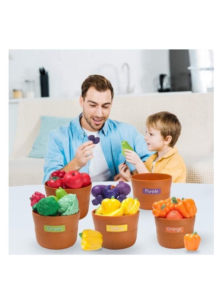 Generic - Pretend Play for Kids Fruits and Vegetables Toys with Baskets 30 Piece Set - Image 1