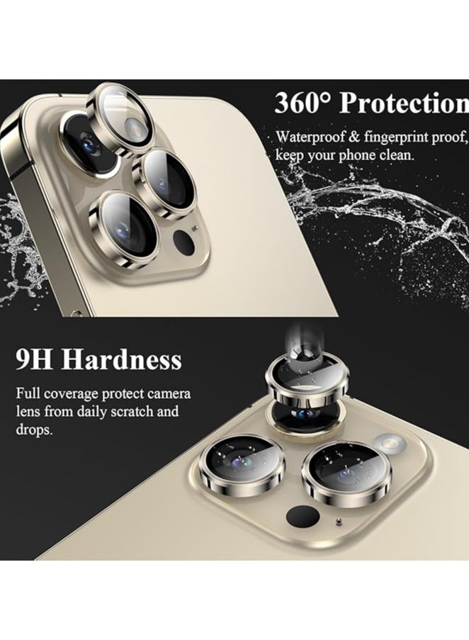 Camera Lens Protector for iPhone 16 Pro/iPhone 16 Pro Max , HD Tempered Metal Glass Camera Screen Protector Cover Film Accessories,Natural Titanium  - Image 2