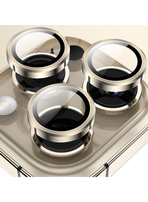 Camera Lens Protector for iPhone 16 Pro/iPhone 16 Pro Max , HD Tempered Metal Glass Camera Screen Protector Cover Film Accessories,Natural Titanium
