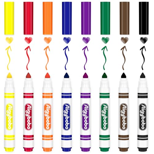 Aigybobo 200 Count Washable Markers Bulk, 8 Assorted Colors, Broad Line Conical Tip Coloring Marker for Kids, Markers Bulk Pack for Classroom, School Art Supplies & Back to School Supplies - Image 2