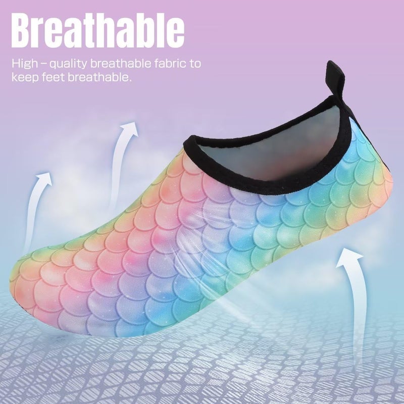 YALOX Water Shoes Women's Men's Outdoor Beach Swimming Aqua Socks Quick-Dry Barefoot Shoes Surfing Yoga Pool Exercise(Rainbow/Fish-Scale-38/39) - Image 2