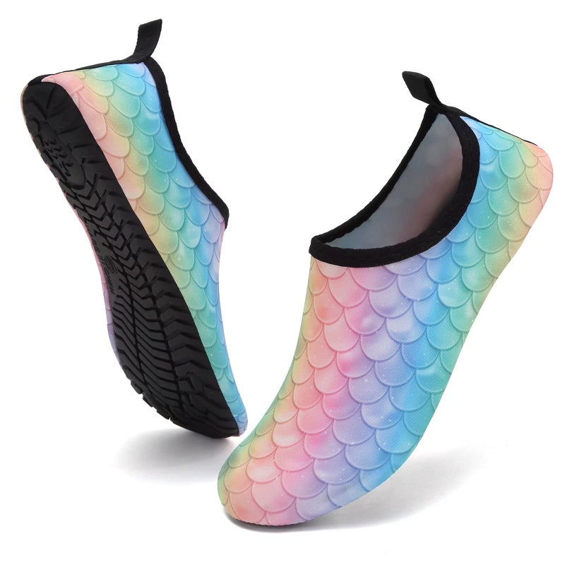 YALOX Water Shoes Women's Men's Outdoor Beach Swimming Aqua Socks Quick-Dry Barefoot Shoes Surfing Yoga Pool Exercise(Rainbow/Fish-Scale-38/39) - Image 1