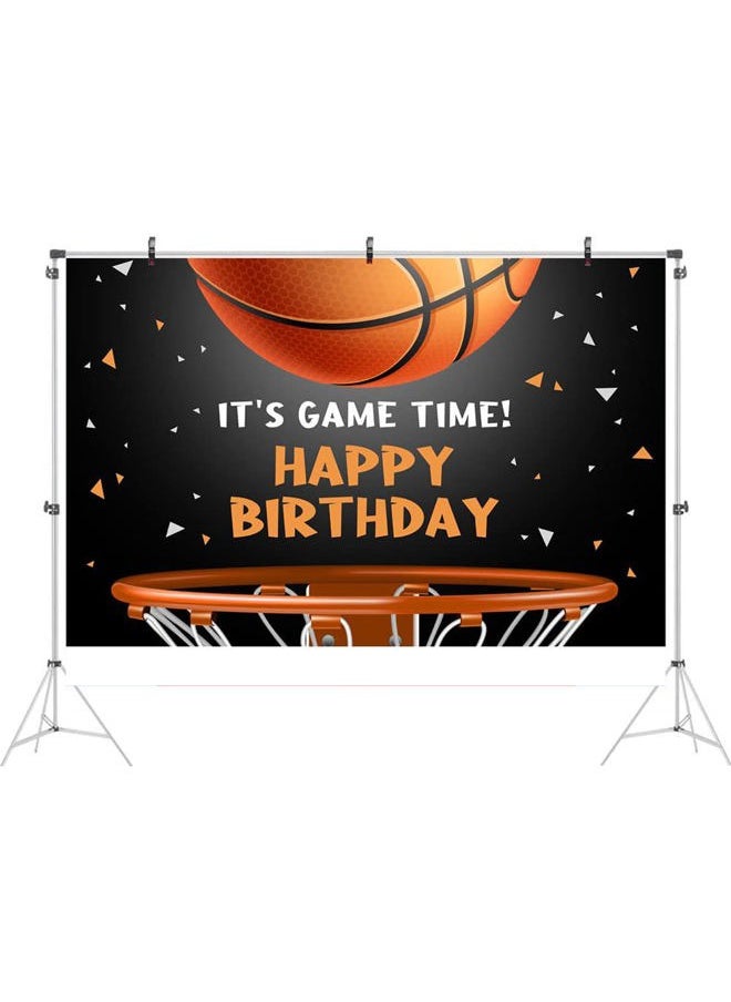 Ticuenicoa - 6x4ft Basketball Themed Backdrop Happy Birthday Party Decorations for Teens Kids Game Time Background for Photography Newborn Baby Birthday Party Cake Table Banner - Image 1