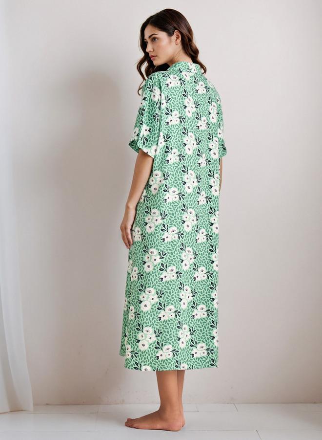 سبلاش فيڤ طقم بيجامة نسائية من الفيسكوز بياقة - قطعتين - Image 3