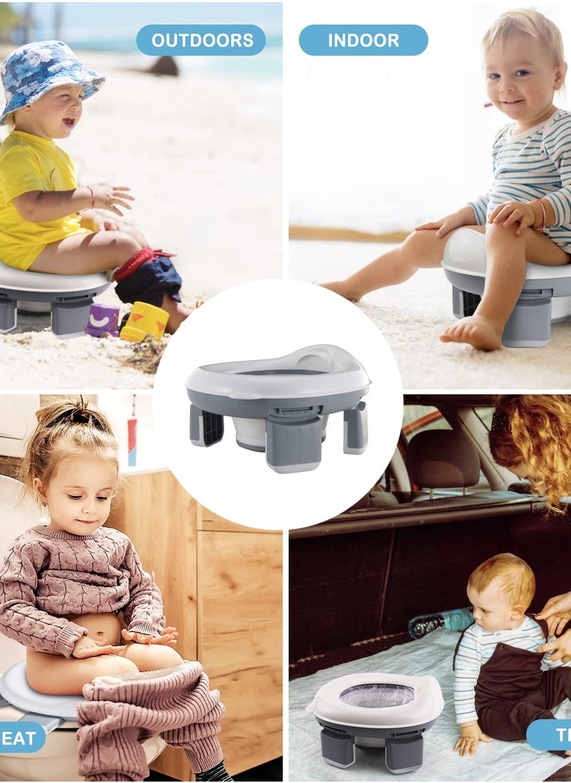 Excefore 2-in-1 Portable Travel Potty, Foldable Toddler Travel Potty with Storage, Convenient Emergency Toilet for Car and Outdoor Use (Grey)  - Image 5
