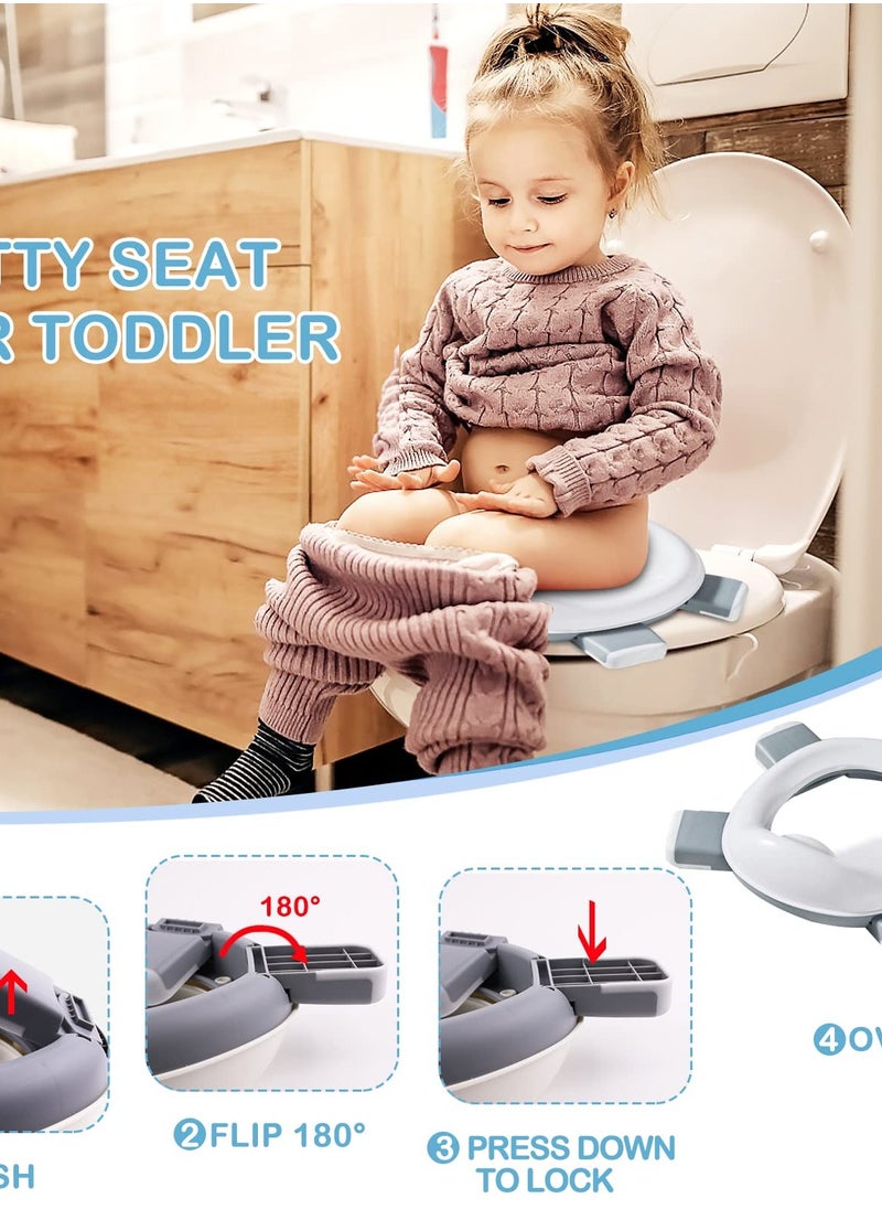 Excefore 2-in-1 Portable Travel Potty, Foldable Toddler Travel Potty with Storage, Convenient Emergency Toilet for Car and Outdoor Use (Grey)  - Image 4